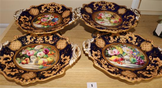 A set of four Victorian porcelain dessert dishes